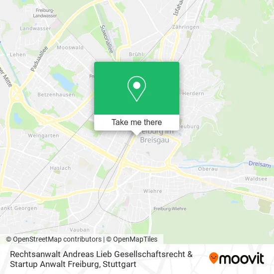 Карта Rechtsanwalt Andreas Lieb Gesellschaftsrecht & Startup Anwalt Freiburg
