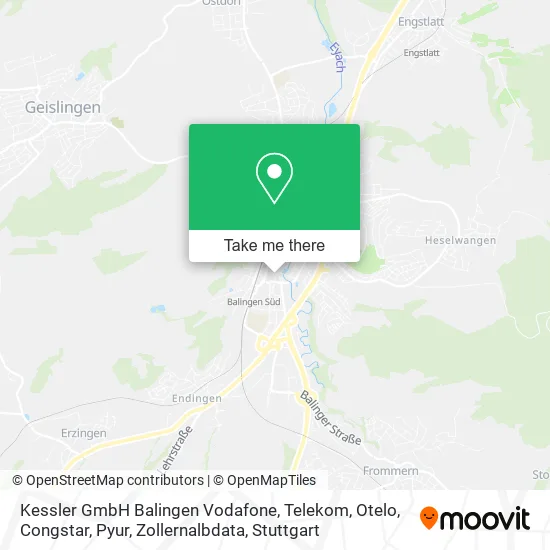 Карта Kessler GmbH Balingen Vodafone, Telekom, Otelo, Congstar, Pyur, Zollernalbdata