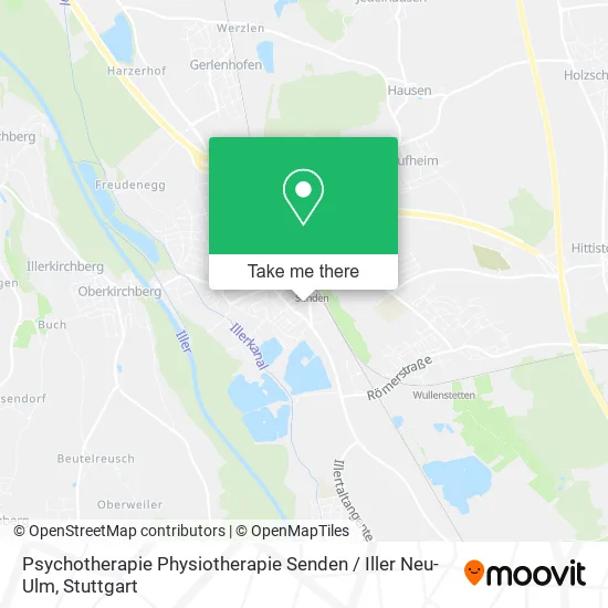 Карта Psychotherapie Physiotherapie Senden / Iller Neu-Ulm