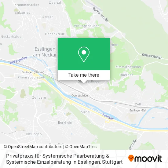 Карта Privatpraxis für Systemische Paarberatung & Systemische Einzelberatung in Esslingen