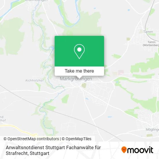 Карта Anwaltsnotdienst Stuttgart Fachanwälte für Strafrecht