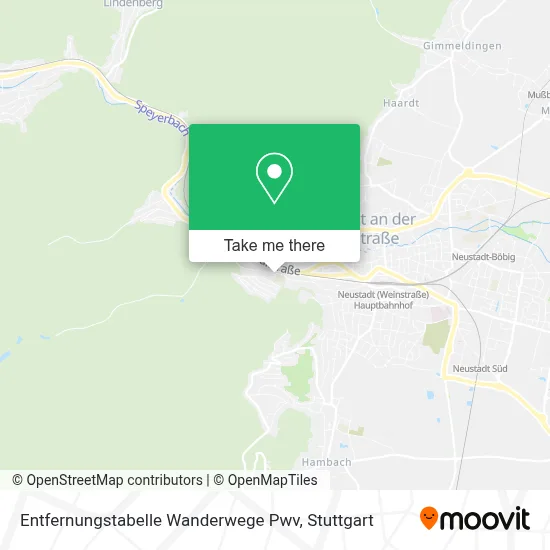Entfernungstabelle Wanderwege Pwv map