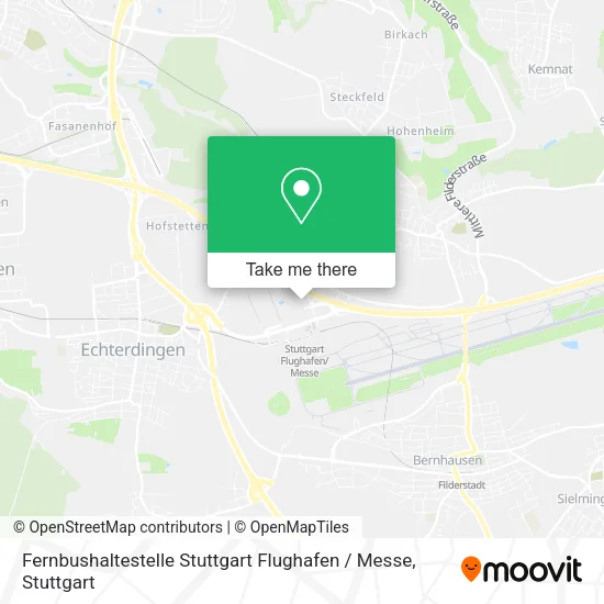 Карта Fernbushaltestelle Stuttgart Flughafen / Messe