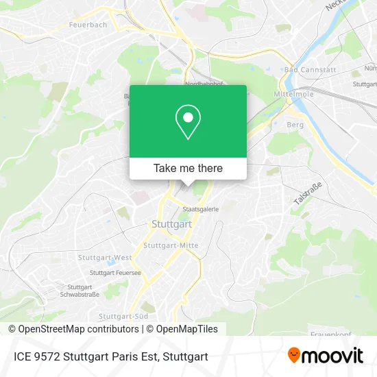 Карта ICE 9572 Stuttgart Paris Est