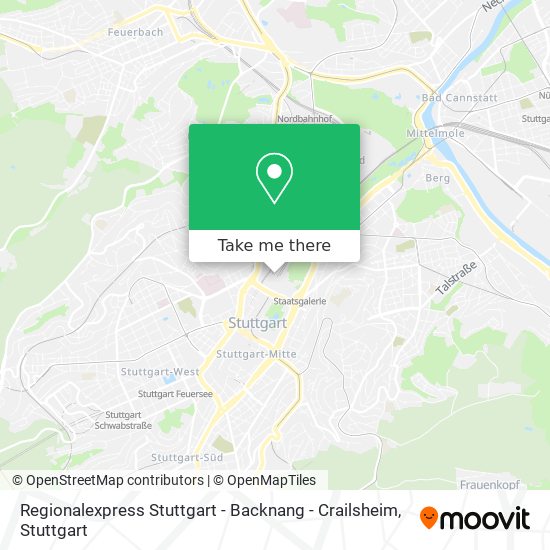 Regionalexpress Stuttgart - Backnang - Crailsheim map