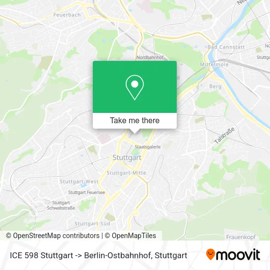 Карта ICE 598 Stuttgart -> Berlin-Ostbahnhof