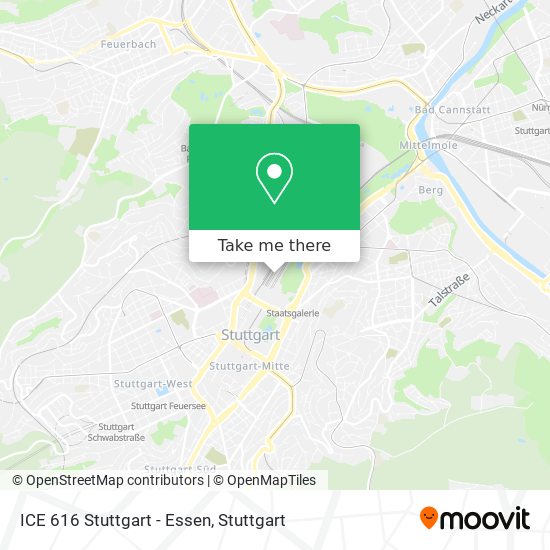 ICE 616 Stuttgart - Essen map