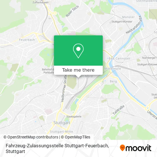 Карта Fahrzeug-Zulassungsstelle Stuttgart-Feuerbach
