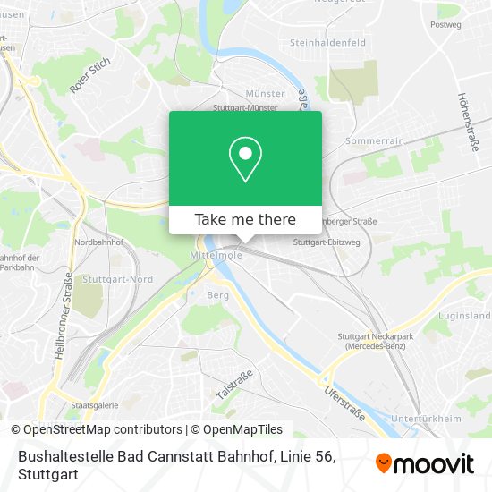 Bushaltestelle Bad Cannstatt Bahnhof, Linie 56 map