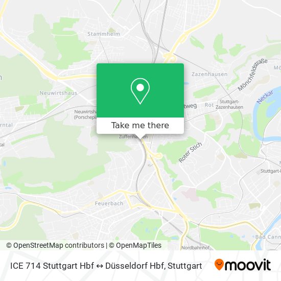 ICE 714 Stuttgart Hbf ↔️ Düsseldorf Hbf map
