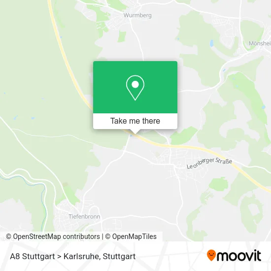 Карта A8 Stuttgart > Karlsruhe