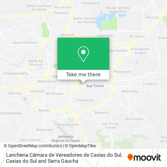 Lancheria Câmara de Vereadores de Caxias do Sul map