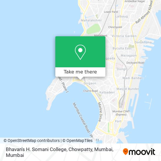 Bhavan's H. Somani College, Chowpatty, Mumbai map