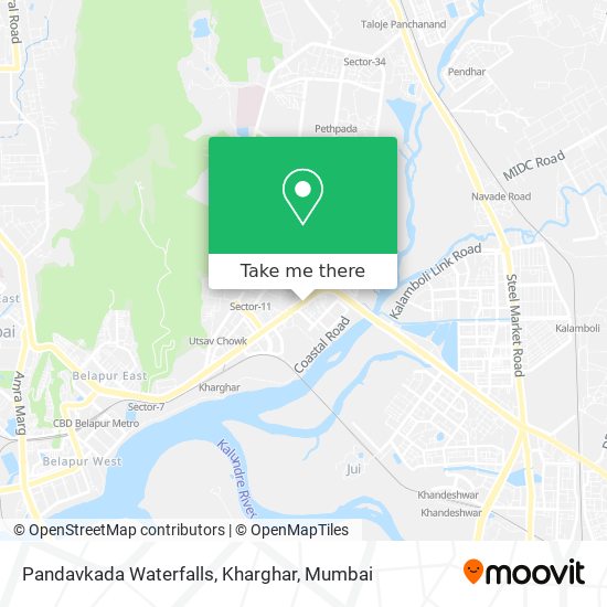 Pandavkada Waterfalls, Kharghar map