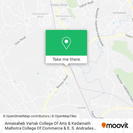 Annasaheb Vartak College Of Arts & Kedarnath Malhotra College Of Commerce & E. S. Andrades College map