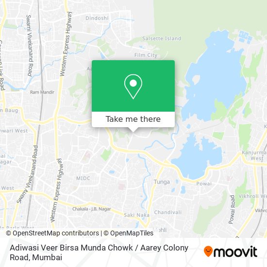 Adiwasi Veer Birsa Munda Chowk / Aarey Colony Road map