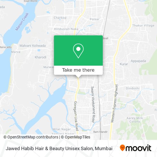 How to get to Jawed Habib Hair & Beauty Unisex Salon in Malad West by Bus,  Metro or Train?