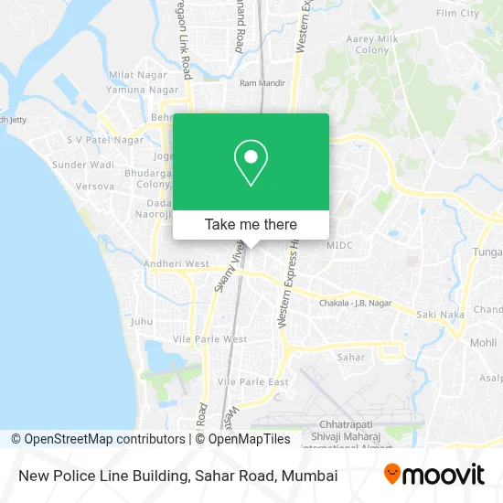 New Police Line Building, Sahar Road map