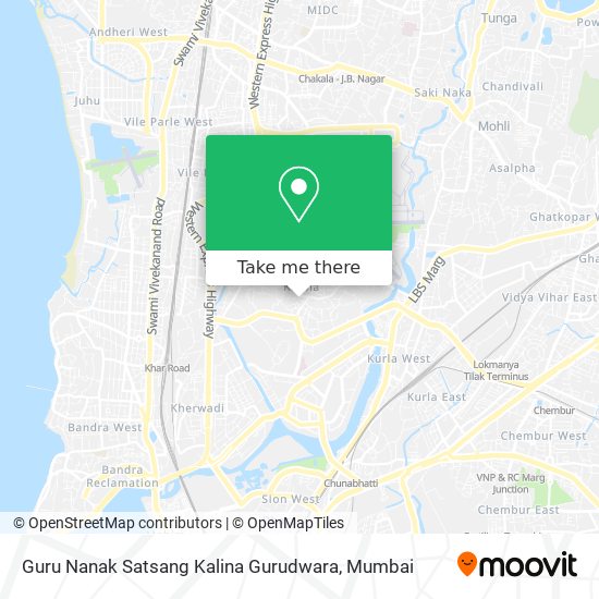 Guru Nanak Satsang Kalina Gurudwara map