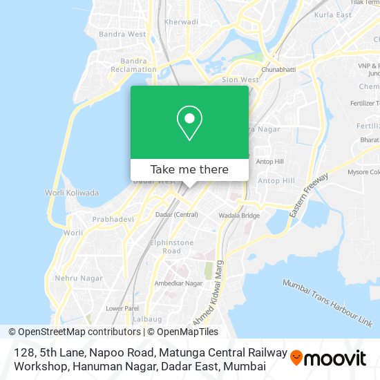 128, 5th Lane, Napoo Road, Matunga Central Railway Workshop, Hanuman Nagar, Dadar East map