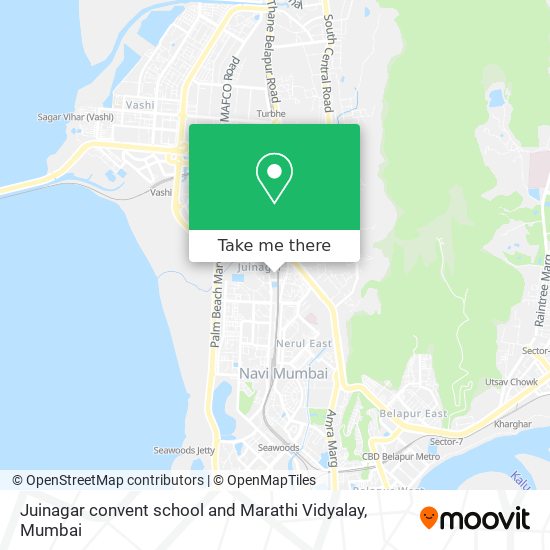 Juinagar convent school and Marathi Vidyalay map