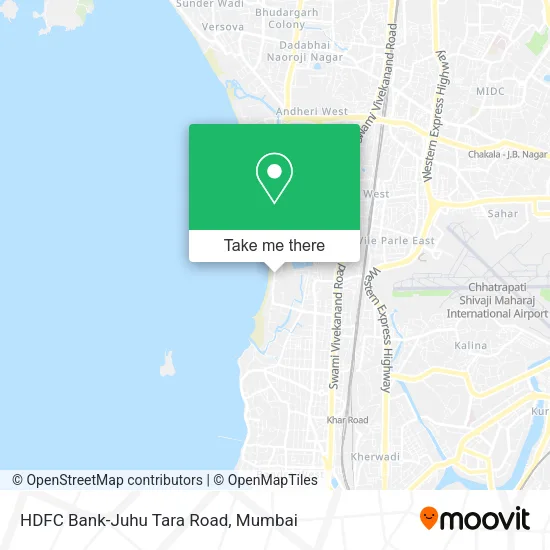 HDFC Bank-Juhu Tara Road map