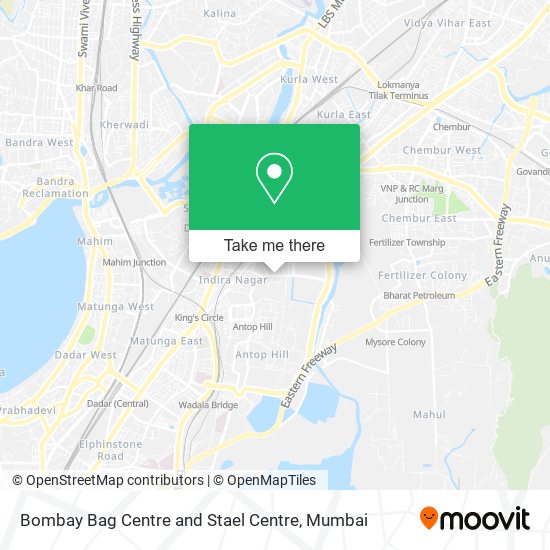 Bombay Bag Centre and Stael Centre map