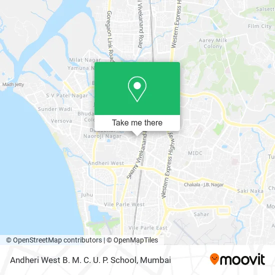 Andheri West B. M. C. U. P. School map