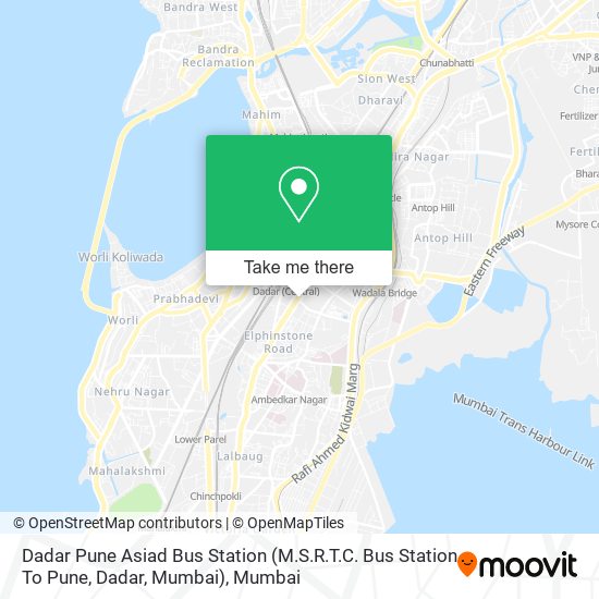 Dadar Pune Asiad Bus Station (M.S.R.T.C. Bus Station To Pune, Dadar, Mumbai) map