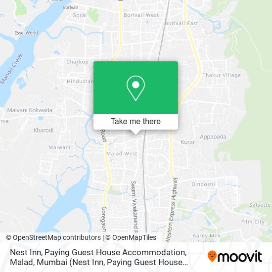 Nest Inn, Paying Guest House Accommodation, Malad, Mumbai (Nest Inn, Paying Guest House Accomo) map