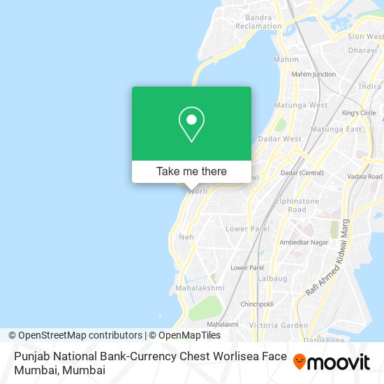 Punjab National Bank-Currency Chest Worlisea Face Mumbai map