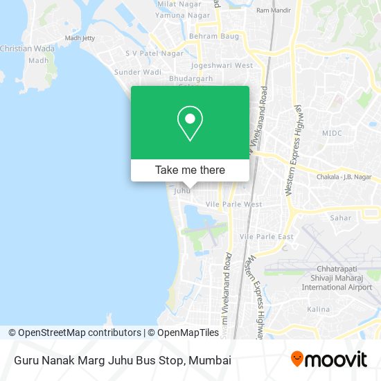 Guru Nanak Marg Juhu Bus Stop map