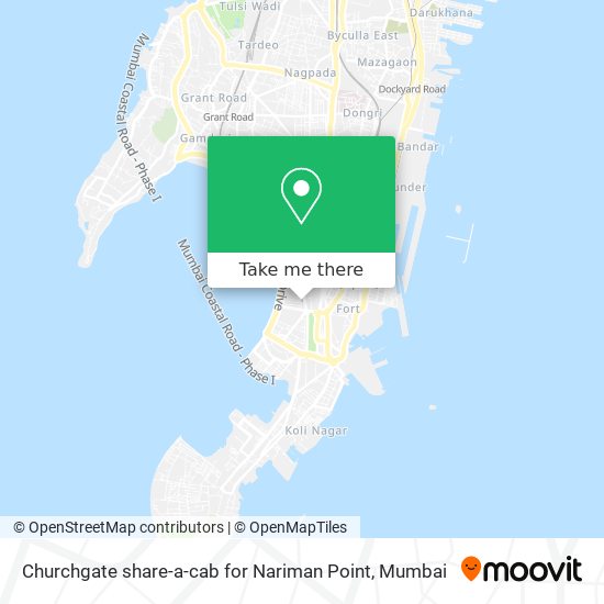 Churchgate share-a-cab for Nariman Point map