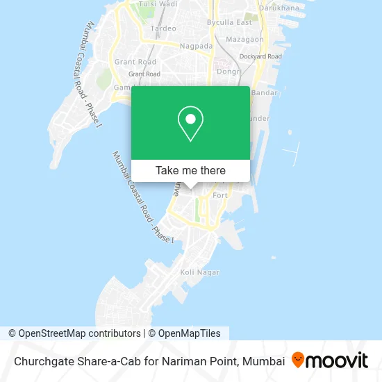 Churchgate share-a-cab for Nariman Point map