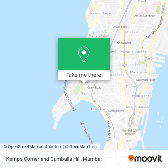 Kemps Corner and Cumballa Hill map