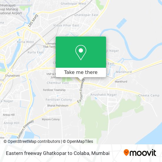 Eastern freeway Ghatkopar to Colaba map