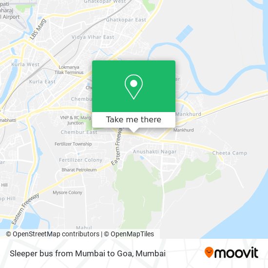 Sleeper bus from Mumbai to Goa map