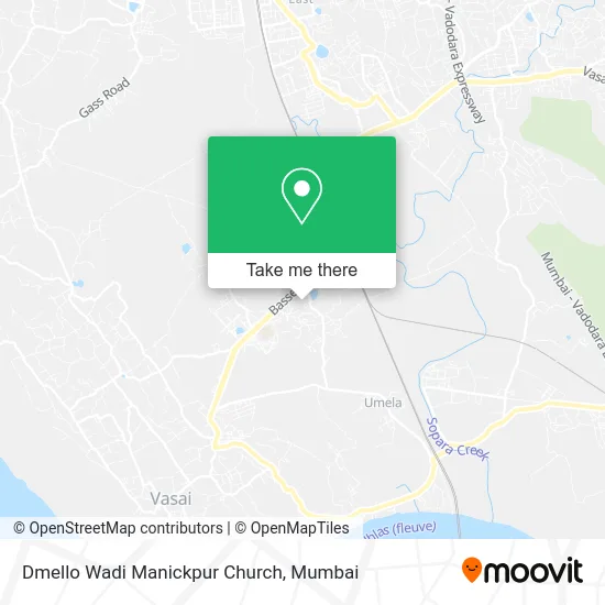 Dmello Wadi Manickpur Church map