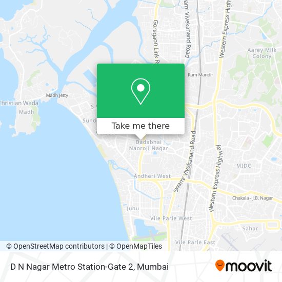 D N Nagar Metro Station-Gate 2 map