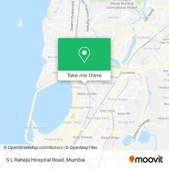 S L Raheja Hospital Road map