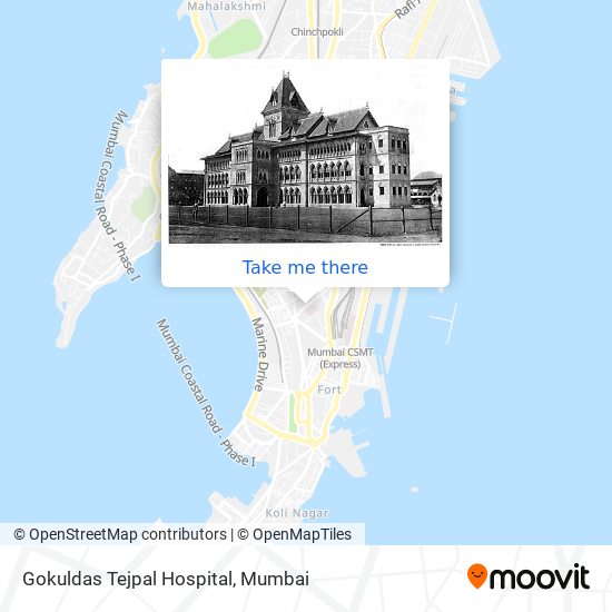 Gokuldas Tejpal Hospital map