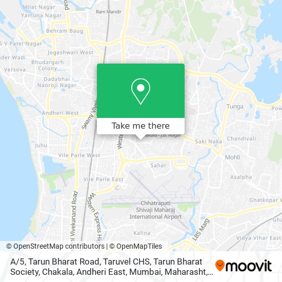 A / 5, Tarun Bharat Road, Taruvel CHS, Tarun Bharat Society, Chakala, Andheri East, Mumbai, Maharasht map