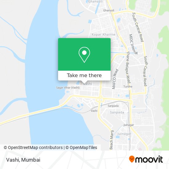 How to get to Vashi in Mumbai by Bus or Train?