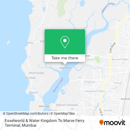 Esselworld & Water Kingdom To Marve Ferry Terminal map
