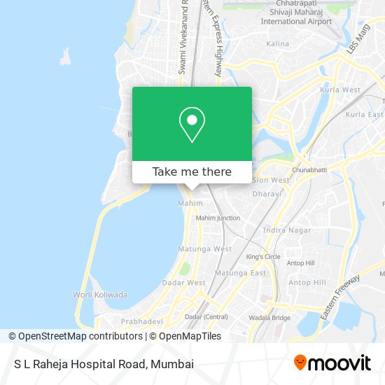 S L Raheja Hospital Road map