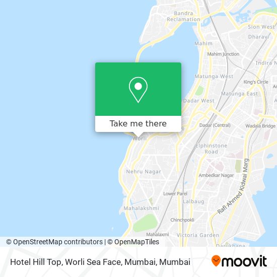 Hotel Hill Top, Worli Sea Face, Mumbai map