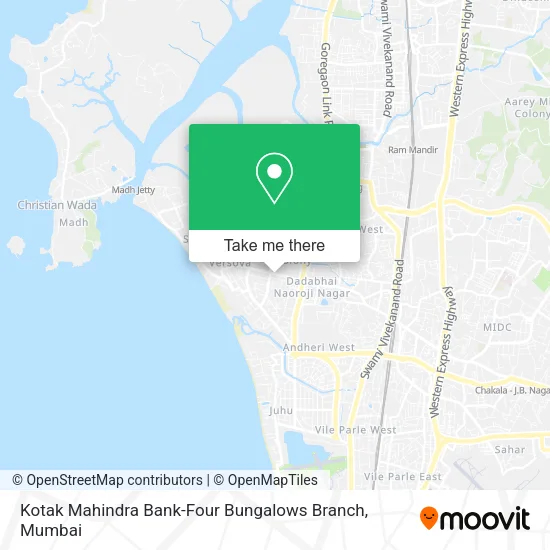 Kotak Mahindra Bank-Four Bungalows Branch map
