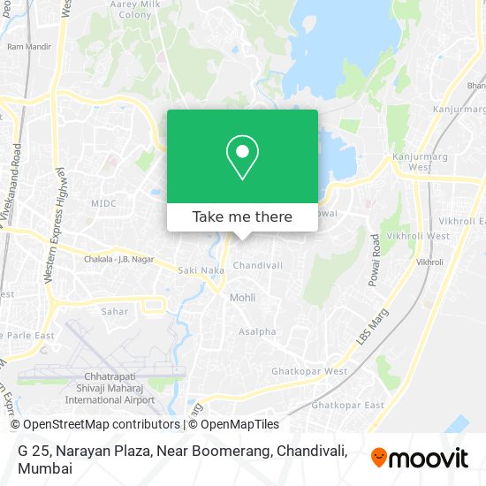 G 25, Narayan Plaza, Near Boomerang, Chandivali map