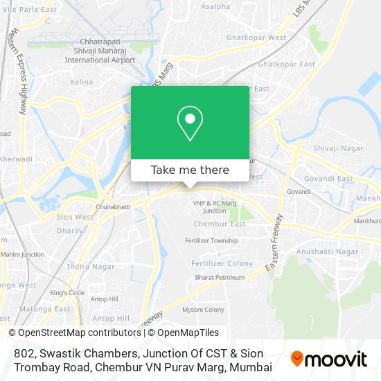 802, Swastik Chambers, Junction Of CST & Sion Trombay Road, Chembur VN Purav Marg map