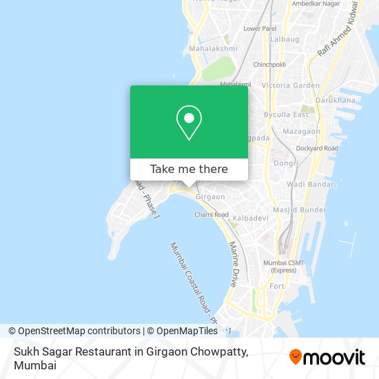Sukh Sagar Restaurant in Girgaon Chowpatty map